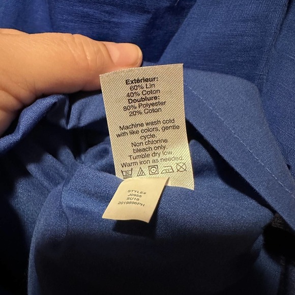 2/$30 J Crew Linen Shift Dress Womens XXS Blue Coastal New England Resort Beach - Picture 8 of 9